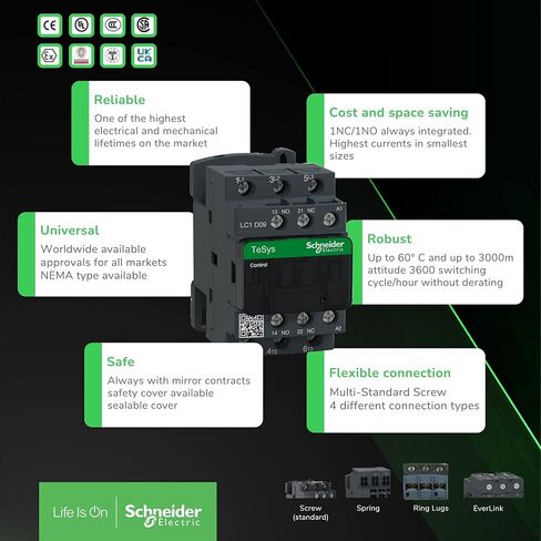 IEC Magnetic Cntactr, 24VDC, 9A, 1NC/1NO, 3P in Saudi Arabia