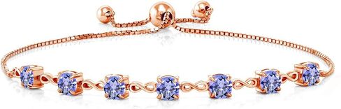 GEM Stone King Linfinity Tennis Bracelet للنساء في 925 Sterling Silver | 4.5mm مستديرة الأحجار الكريمة الأحجار الكريمة | سوار بولو قابل للتعديل للنساء | سهلة التشغيل | مجوهرات راقية لزوجتها والدتها in Saudi Arabia