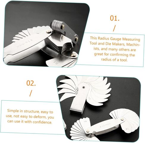 PRETYZOOM 2pcs Stainless Steel Radius Gauge Radius Measuring Tool for Machinists Convex Concave Arc Measurement in Saudi Arabia