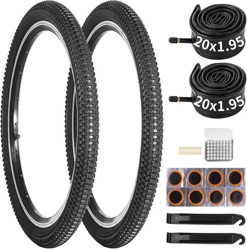 20x1.95 إطارات الدراجة ومجموعة الأنبوب ، 2 حزمة 20 بوصة إطارات الدراجات الجبلية مع 20x1.75-2.215 "الأدوات الداخلية وأدوات الإصلاح ، مجموعة إطارات الدراجات متينة للدرب والمدينة وركوب الخيل على الطرق الوعرة in Saudi Arabia