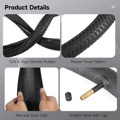 20x1.95 إطارات الدراجة ومجموعة الأنبوب ، 2 حزمة 20 بوصة إطارات الدراجات الجبلية مع 20x1.75-2.215 "الأدوات الداخلية وأدوات الإصلاح ، مجموعة إطارات الدراجات متينة للدرب والمدينة وركوب الخيل على الطرق الوعرة in Saudi Arabia