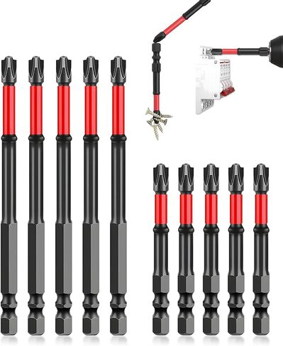 FPH2 Impact Screwdriver Bit Set - 10pcs S2 Steel Insulated Bits (65mm+110mm) for Electricians, 1/4" Hex Shank Magnetic Drill Bits for Circuit Breakers ﻿ (10pic) in Saudi Arabia