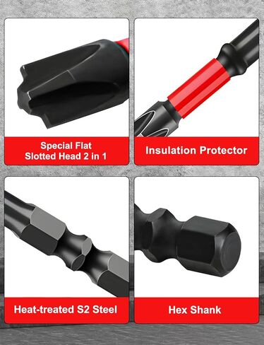 FPH2 Impact Screwdriver Bit Set - 10pcs S2 Steel Insulated Bits (65mm+110mm) for Electricians, 1/4" Hex Shank Magnetic Drill Bits for Circuit Breakers ﻿ (10pic) in Saudi Arabia