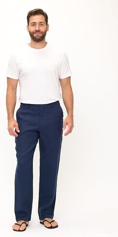 Mariyaab Men's 100% Linen Pants with Button Closure in Kuwait
