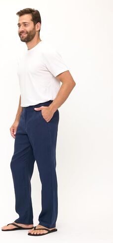 Mariyaab Men's 100% Linen Pants with Button Closure in Kuwait