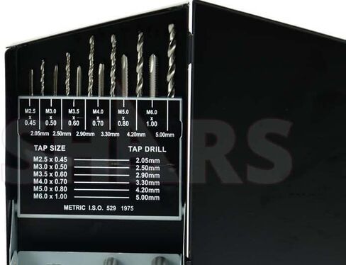 18 PCS M2.5x0.45 إلى M12x1.75 2.05 إلى 10.2 مم HSS نقطة متري TAP & Drill Set 404-7209 P) in Saudi Arabia