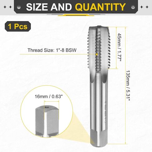 UXCELL HAND PLUP TAP 3/4 "-12 BSF 2B Thread Plug Styp Taps Straight Flute Tapping Thapping Thinping Thinding Steel Hss6542 in Kuwait