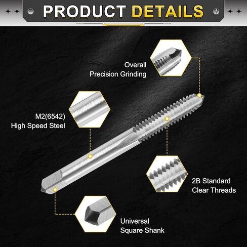 uxcell 2pcs Hand Plug Tap 1/4-20 UNC 2B Left Hand Thread Plug Style Taps Straight Flute Screw Tapping Threading Tool High Speed Steel HSS6542 in Saudi Arabia