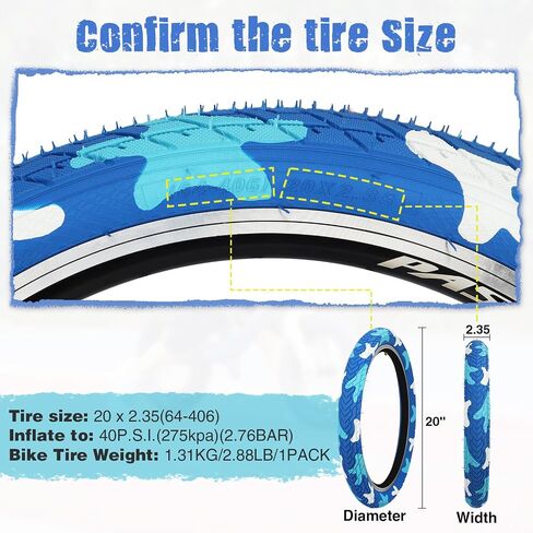 Meghna Bike Tyre 20 Inch Mountain Bike Tyre مع رافعة 60-406 إطار قابلة للطي 20 × 2.35 بوصة استبدال لدراجة BMX Kids Cruiser in Kuwait