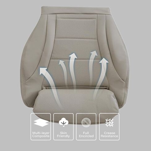 Driver Side Bottom Microfiber Leather Perforated Seat Cover Tan Compatible with Mercedes Benz C250 C300 C350e GLC300 GLC350e 2015 2016 2017 2018 2019 2020 2021 in Saudi Arabia