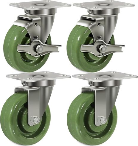 Stainless Steel 4 Inch Heavy Duty Casters, Stem Caster Wheels- Anti-Corrosion Rust-Proof High Temperature Oven Rack Casters Capacity up to 700 Lb Per. Use for Ovens, and Dryers (2 Swivel) in Kuwait