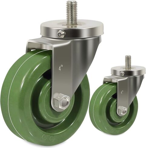 Stainless Steel 4 Inch Heavy Duty Casters, Stem Caster Wheels- Anti-Corrosion Rust-Proof High Temperature Oven Rack Casters Capacity up to 700 Lb Per. Use for Ovens, and Dryers (2 Swivel) in Kuwait