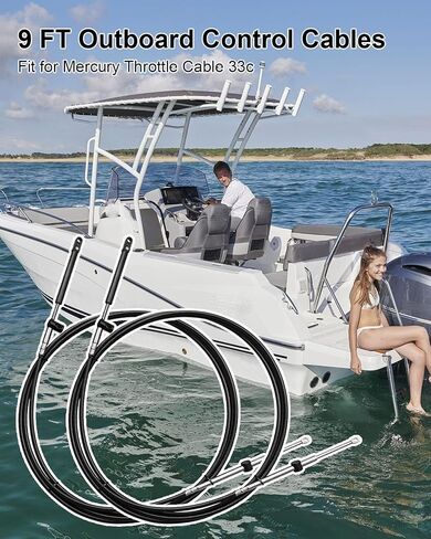 2Pcs 9FT Outboard Engine Control Cable Fit for Mercury MerCruiser Marine Force Outboard Engine GEN I, Throttle and Shift Cables in Saudi Arabia