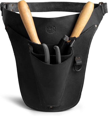 Hide & Drink, Florist Tool Belt for Women, Measuring Tape Holder, Gardening Scissors Holster, Small Waist Bag, Pruning Shears Case for Ladies, Full Grain Leather, Handmade, Charcoal Black in Saudi Arabia