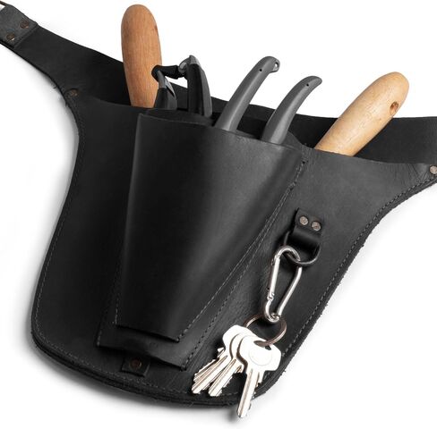 Hide & Drink, Florist Tool Belt for Women, Measuring Tape Holder, Gardening Scissors Holster, Small Waist Bag, Pruning Shears Case for Ladies, Full Grain Leather, Handmade, Charcoal Black in Saudi Arabia