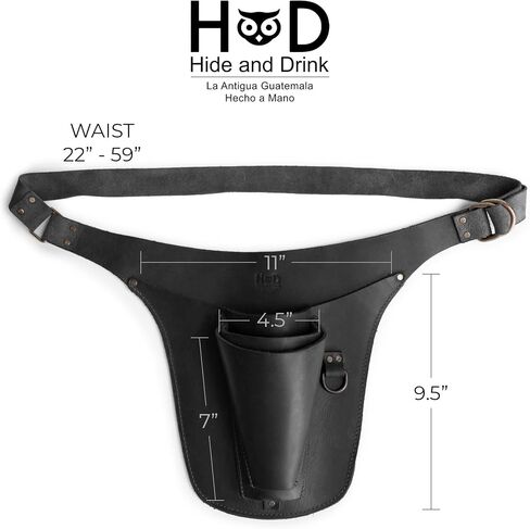 Hide & Drink, Florist Tool Belt for Women, Measuring Tape Holder, Gardening Scissors Holster, Small Waist Bag, Pruning Shears Case for Ladies, Full Grain Leather, Handmade, Charcoal Black in Saudi Arabia