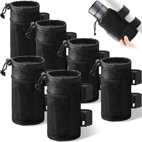 6 Packs Bike Cup Holder Water Bottle Holder Bike Bottle Holder with Mesh Pockets and Sticky Straps Universal Bike Drink Holder with Net Pocket and Cord Lock for Bike, Boat, Scooter, Wheelchair (Black) in Saudi Arabia