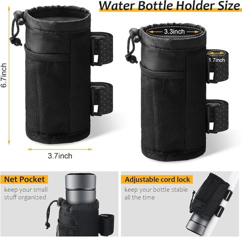 6 Packs Bike Cup Holder Water Bottle Holder Bike Bottle Holder with Mesh Pockets and Sticky Straps Universal Bike Drink Holder with Net Pocket and Cord Lock for Bike, Boat, Scooter, Wheelchair (Black) in Saudi Arabia