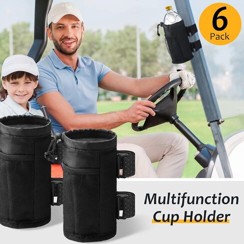 6 Packs Bike Cup Holder Water Bottle Holder Bike Bottle Holder with Mesh Pockets and Sticky Straps Universal Bike Drink Holder with Net Pocket and Cord Lock for Bike, Boat, Scooter, Wheelchair (Black) in Saudi Arabia