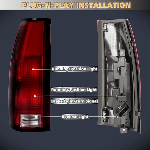 مصابيح أضواء الذيل لعام 1988-1998 Chevy/GMC C10 C/K 1500 2500 3500 Silverado Yukon Suburban Tahoe 1999-2000 Cadillac Escalade 1992-1994 Chevrolet Blazer (OE Red w/Circuit Board) in Saudi Arabia