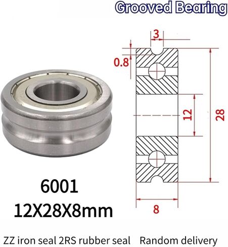 10PCS Straightening Mixed Wheel Over Line with Groove Bearing U6001 12X28X8MM Pulley U Groove Type(U6001-3-0.8) in Saudi Arabia