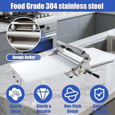 Folding Dough Sheeter Machine - Manual Stainless Steel Dough Roller, Adjustable Thickness, 83x48x25cm & 103x58x25cm, Perfect for Bakeries & Home Use in Saudi Arabia