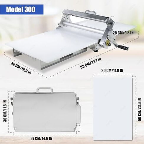 Folding Dough Sheeter Machine - Manual Stainless Steel Dough Roller, Adjustable Thickness, 83x48x25cm & 103x58x25cm, Perfect for Bakeries & Home Use in Saudi Arabia