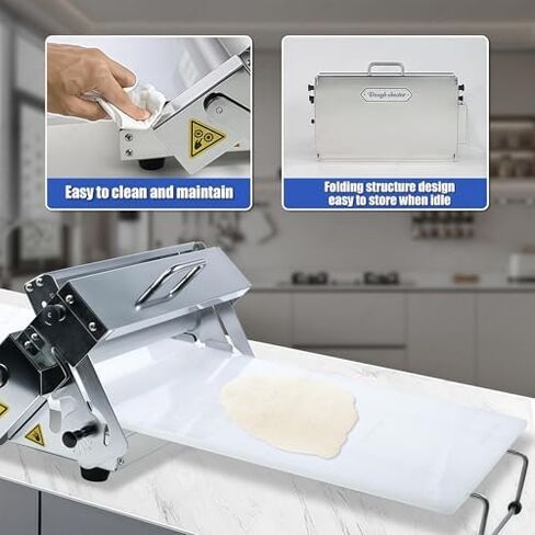 Folding Dough Sheeter Machine - Manual Stainless Steel Dough Roller, Adjustable Thickness, 83x48x25cm & 103x58x25cm, Perfect for Bakeries & Home Use in Saudi Arabia