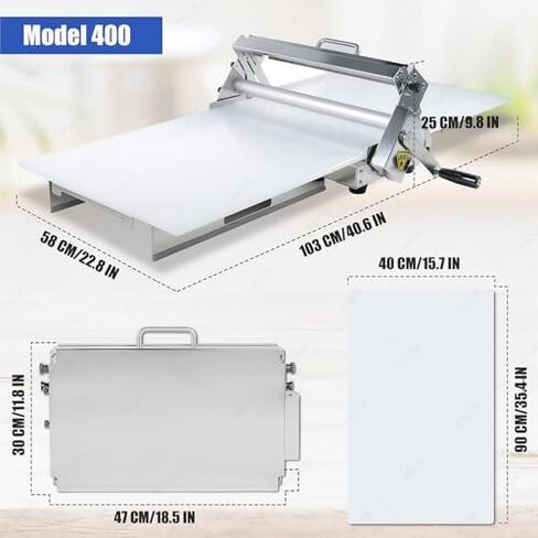 Folding Dough Sheeter Machine - Manual Stainless Steel Dough Roller, Adjustable Thickness, 83x48x25cm & 103x58x25cm, Perfect for Bakeries & Home Use in Saudi Arabia