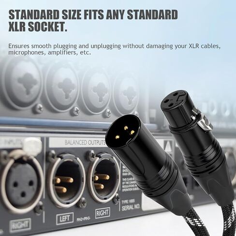 XLR Microphone Cables 6FT Nylon Braided, Oxygen-Free Copper 3 Pin XLR Male to Female Microphone Cable, Balanced Cable for Mixers, Loudspeaker Systems, Radio Station (1) in Saudi Arabia