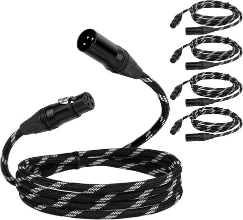 XLR Microphone Cables 6FT Nylon Braided, Oxygen-Free Copper 3 Pin XLR Male to Female Microphone Cable, Balanced Cable for Mixers, Loudspeaker Systems, Radio Station (1) in Saudi Arabia