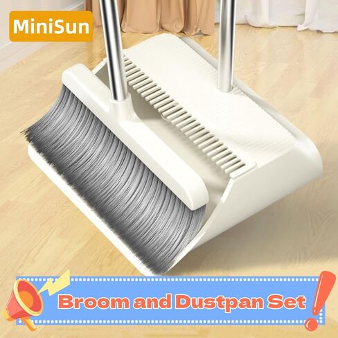 مجموعة مكنسة و dustpan ، مقبض قابل للتعديل مقبض المكنسة دببان التحرير ذاتيا مع دببان الوقوف في المنزل غرفة الضغط على غرفة المطبخ in Saudi Arabia