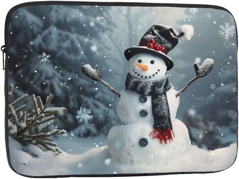 Christmas Happy Snowman 1 Printed Laptop Sleeve for Men Women 10 inch Shockproof Laptop Case Bag for Travel Office School in Saudi Arabia
