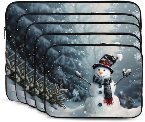 Christmas Happy Snowman 1 Printed Laptop Sleeve for Men Women 10 inch Shockproof Laptop Case Bag for Travel Office School in Saudi Arabia