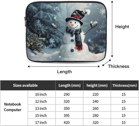Christmas Happy Snowman 1 Printed Laptop Sleeve for Men Women 10 inch Shockproof Laptop Case Bag for Travel Office School in Saudi Arabia