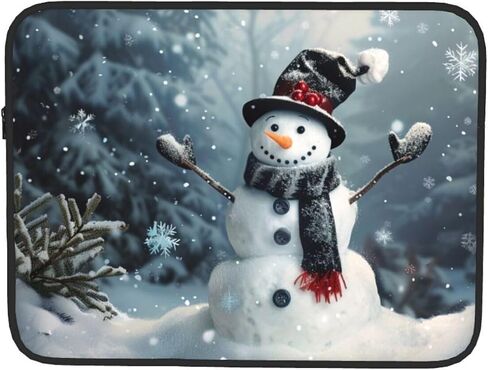 Christmas Happy Snowman 1 Printed Laptop Sleeve for Men Women 10 inch Shockproof Laptop Case Bag for Travel Office School in Saudi Arabia
