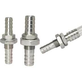 1PCS 304 Stainless Steel Pipe Fitting Hose Barb Partition Board Connector 3 4 6 8 10 12 16 20 32mm Water Gas Barbed Coupler Adapter(6-10MM) in Saudi Arabia