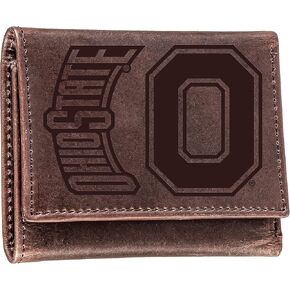 فريق الرياضة الأمريكية America NCAA Ohio University Brown Wallet | ثلاثي-فولد | شعار مختوم مرخص رسميا | مصنوع من الجلد | منظم المال والبطاقات | صندوق الهدايا المدرجة in Saudi Arabia