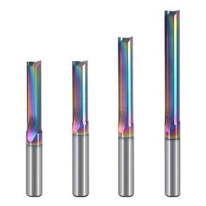 10Pcs 3.175/4/5/6/8mm Shank Two Flutes DLC Coating Straight Slot Milling Cutter CNC Two Dimension Cutting Tools Router Bit Woodworking End Mill(4.0x17x45L) in Kuwait