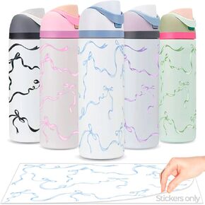 أقواس ملصقات لإكسسوارات Owala المخصصة - شارات Tumbling لطيفة ، تناسب 24 أوقية من الزجاجات Owala (Bower Breeze Bow ، Blue) in Kuwait