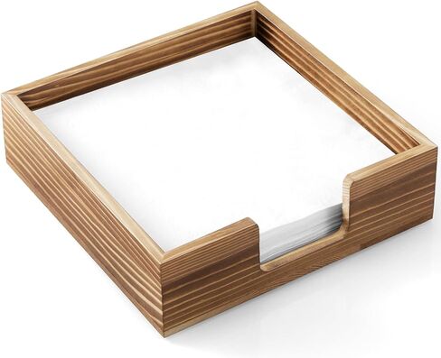 Napkin Holder for Table, Burnt Wood Napkins Holders For Paper Napkins, Farmhouse Square Napkin Holders for Kitchen Home Dinner Table Decor, Napkin Dispenser for Luncheon in Kuwait