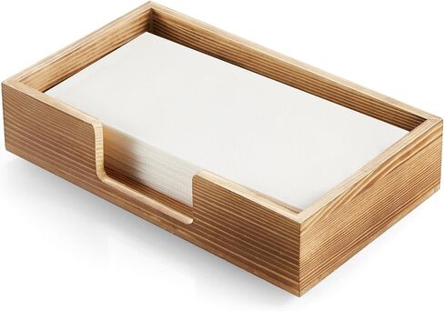 Napkin Holder for Table, Burnt Wood Napkins Holders For Paper Napkins, Farmhouse Square Napkin Holders for Kitchen Home Dinner Table Decor, Napkin Dispenser for Luncheon in Kuwait