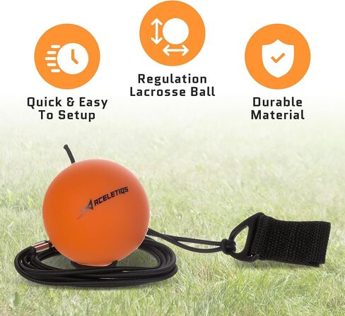 Aceletiqs Lacrosse Rebourder Ball مع سلسلة - تدريبات منفردة كرة التراخي للمرور ، والقبض ، والعصا العمل ومتوافق مع جميع العصي لاكروس - مدرب مثالي لجميع الأعمار ومستويات المهارة in Kuwait