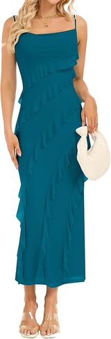 Formal Dresses for Women 2025 Summer Sleeveless Ruched Cowl Neckline Pullover Bodycon Long Wedding Guest Dresses in Kuwait