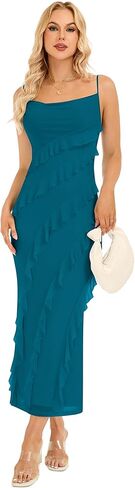 Formal Dresses for Women 2025 Summer Sleeveless Ruched Cowl Neckline Pullover Bodycon Long Wedding Guest Dresses in Kuwait