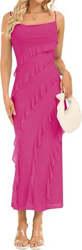 Formal Dresses for Women 2025 Summer Sleeveless Ruched Cowl Neckline Pullover Bodycon Long Wedding Guest Dresses in Kuwait
