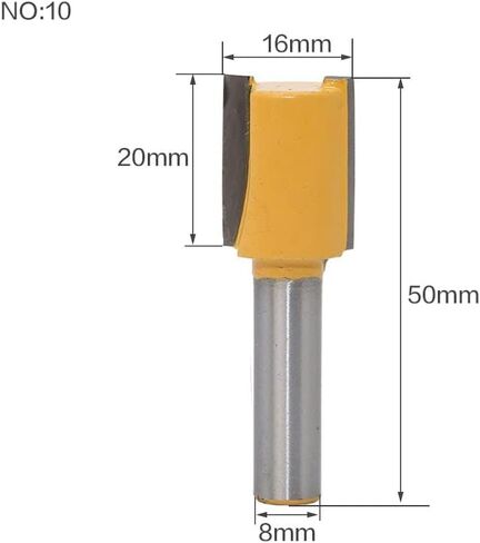 Jinchao-Router bits, 8mm Shank Wood Router Bit Straight End Mill Trimmer Cleaning Flush Trim Corner Round Cove Box Bits Tools Milling Cutter, for Home DIY (Size : NO10) in Saudi Arabia