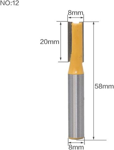 Jinchao-Router bits, 8mm Shank Wood Router Bit Straight End Mill Trimmer Cleaning Flush Trim Corner Round Cove Box Bits Tools Milling Cutter, for Home DIY (Size : NO10) in Saudi Arabia