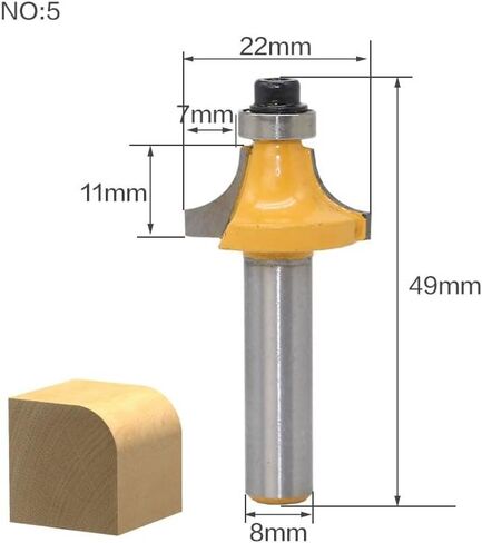 Jinchao-Router bits, 8mm Shank Wood Router Bit Straight End Mill Trimmer Cleaning Flush Trim Corner Round Cove Box Bits Tools Milling Cutter, for Home DIY (Size : NO10) in Saudi Arabia