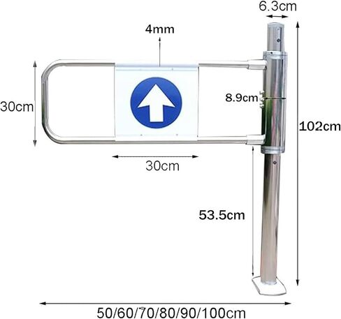 Automatic Swing Gate, One-Way Stainless Steel Door, 90° Opening Safety Entrance, Automatic Closing Barricade for Libraries, Stores, Shopping Malls, Rightdoor 50x102cm in Kuwait